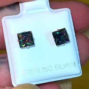 Sterling silver mystic topaz Stud Earrings